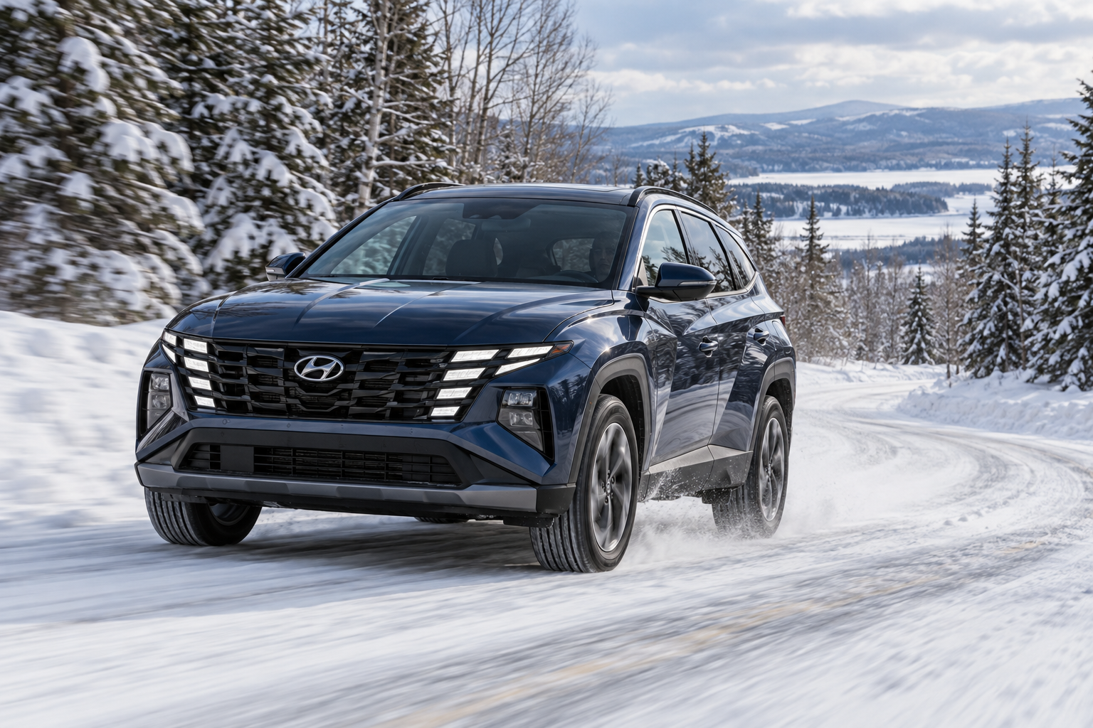 Véhicule HTRAC Hyundai dans la neige